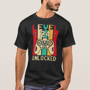 24. Gamer Boy Sprichwort Vintag Level 24 Unlock Ga T-Shirt
