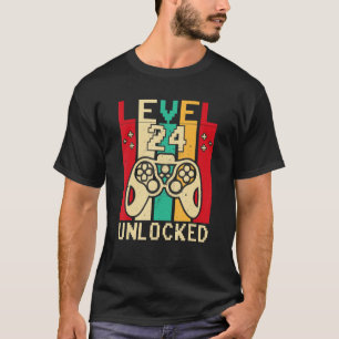 24. Gamer Boy Sprichwort Vintag Level 24 Unlock T-Shirt
