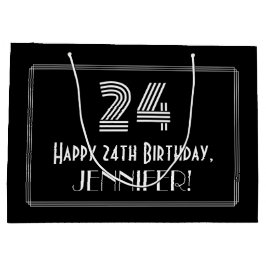 24. Geburtstag — Art Deco Inspiriert Look "24" & N Große Geschenktüte