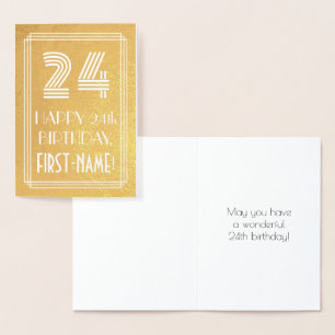 24. Geburtstag – Art Deco inspirierter Look "24" + Folienkarte
