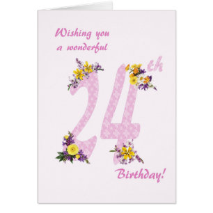24. Geburtstag Blume Dekorierte Zahlen
