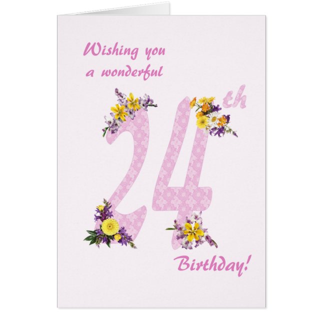 24. Geburtstag Blume Dekorierte Zahlen (Vorne)