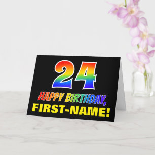24. Geburtstag: Bold, Fun, Simple, Rainbow 24 Karte
