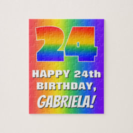 24. Geburtstag: Farbiges, lustiges Regenbogenmuste Puzzle