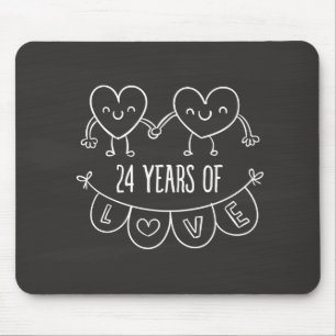 24. Geburtstag Geschenk Chalk Herzen Mousepad