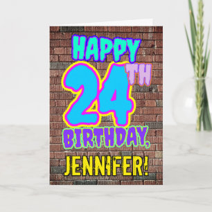 24. Geburtstag - Lustiger, urbaner Graffiti-inspir Karte