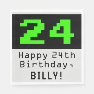 24. Geburtstag - Nerdy / Geeky Style "24" & Name Serviette