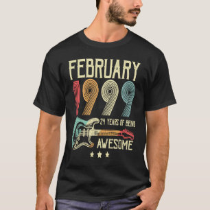 24. Geburtstag Retro-Gitarre Februar 1999 24 Jahre T-Shirt