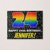 24. Geburtstag — Spaß, farbenfrohe Musiksymbole & 