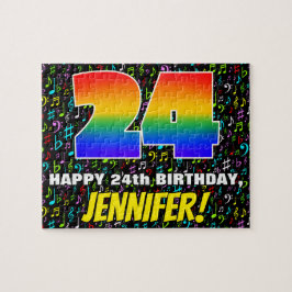 24. Geburtstag — Spaß, farbenfrohe Musiksymbole & Puzzle