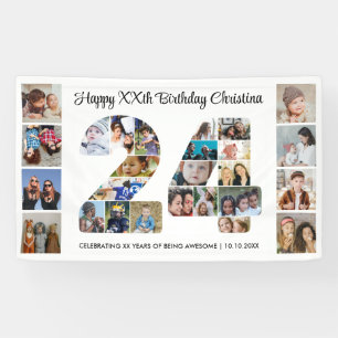 24. Geburtstagsfeier Nummer 24 Fotocollage Banner