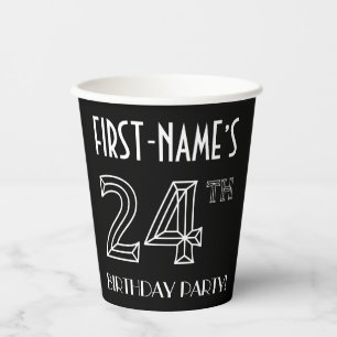 24. Geburtstagsparty: Art-Déco-Stil + Individuelle Pappbecher