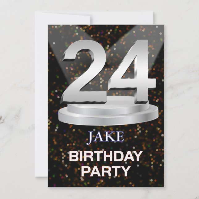 24. Geburtstagsparty Einladung einen Namen hinzufü (Vorderseite)