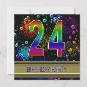 24. Geburtstagsparty Einladung mit Blasen