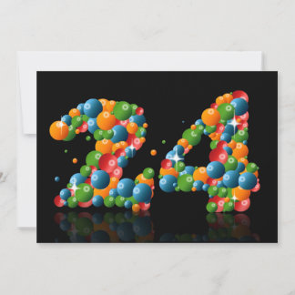 24. Geburtstagsparty mit Blasen und Bälle Einladung