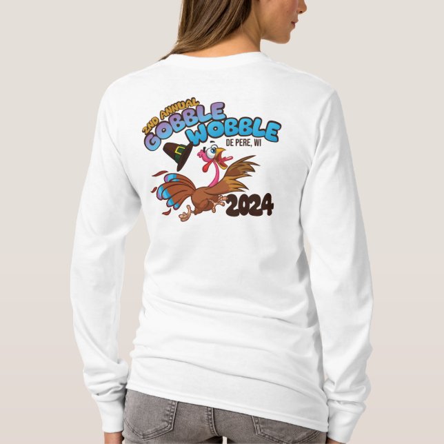 24 Gobble Wobble - Womens Long Sleeve - Weiß T-Shirt (Rückseite)