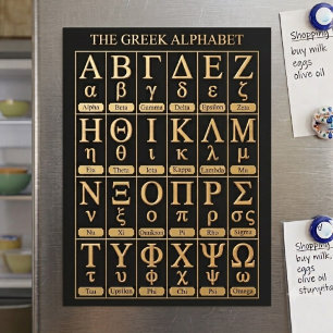 24 Griechische Alphabet-Buchstaben in der richtige Magnetkarte