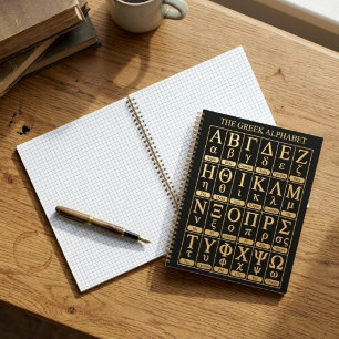 24 Griechische Alphabet-Buchstaben in Reihenfolge Notizbuch
