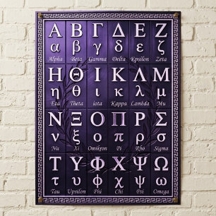 24 Griechisches Alphabet Aussprache - Antike Buchs Poster