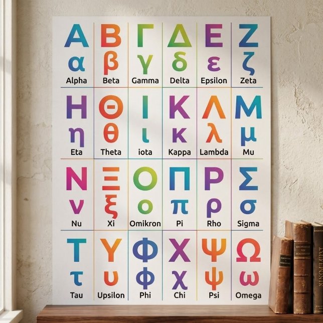 24 Griechisches Alphabet Aussprache - Griechische  Poster (Math science greek alphabet decor, Xi Nu letter poster template, Buy complete greek letters chart)