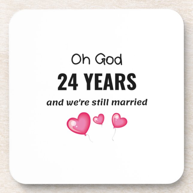 24. Hochzeitstag Funny Gift für ihn oder sie Getränkeuntersetzer (Vorderseite)