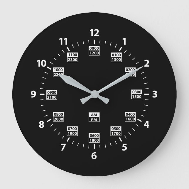 24 Hour Military Style Time Clock Große Wanduhr (Vorderseite)
