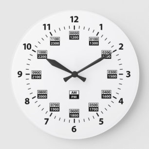 24 Hour Military Style Time Clock Große Wanduhr