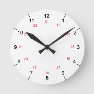 24 Hour Wall Clock Runde Wanduhr