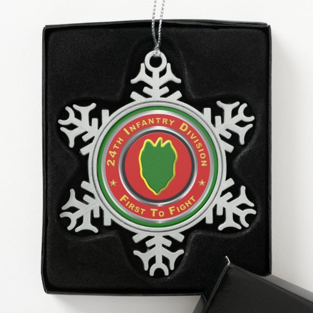 24. Infanterieabteilung Schneeflocken Zinn-Ornament (Box)