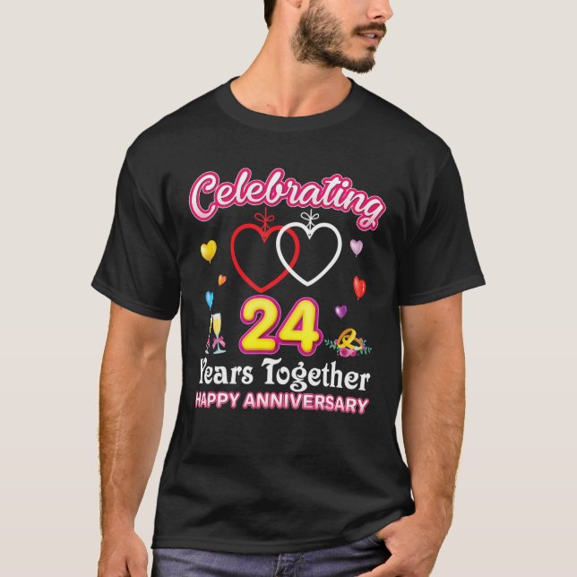 24 Jahre zusammen glücklich 24. Hochzeit A T-Shirt (Vorderseite)