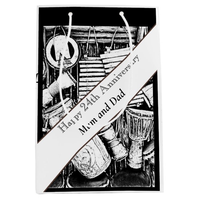 24. Jahrestag bearbeitet Mittlere Geschenktüte (Vorderseite)