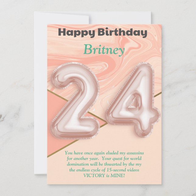 24-jährige Mädchen Happy Birthday Card (Vorderseite)