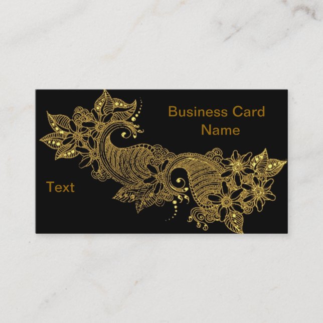 24 kt-Mehndi-floral-Business Card Visitenkarte (Vorderseite)