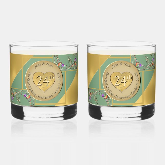 24. Opal Anniversary Trinkbehälter Set Whiskyglas (Vorderseite)