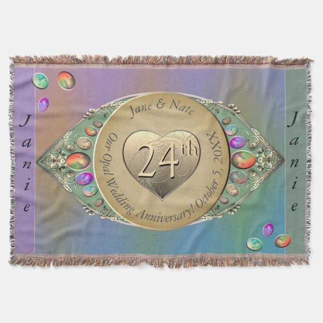 24. Opal Wedding Anniversary Throw Blanket Decke (Vorderseite)