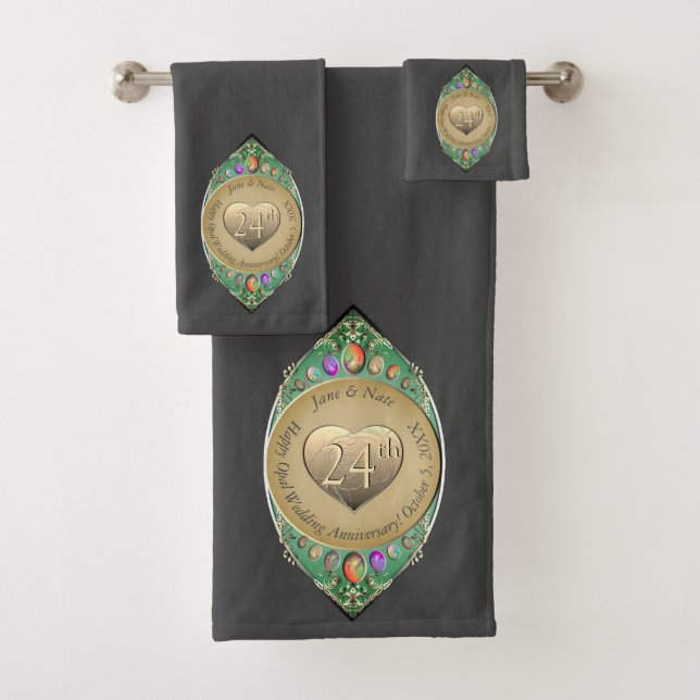 24. Opal Wedding AnniversaryHandtuch Badhandtuch Set (Insitu)