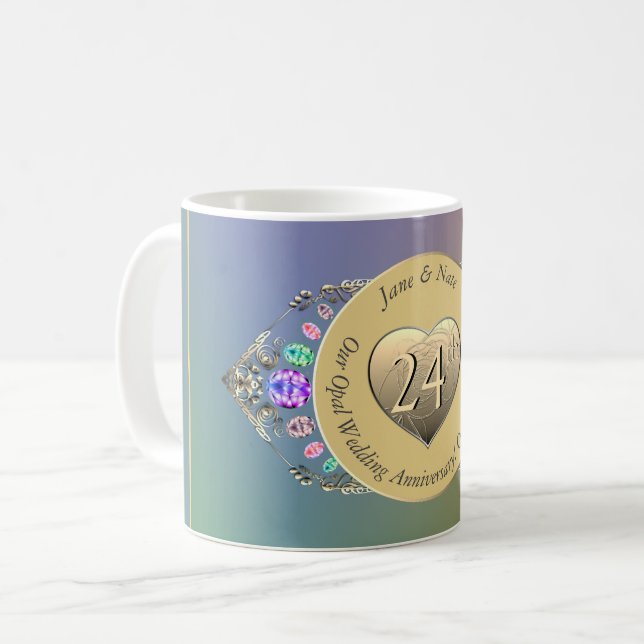 24. Opal Wedding Jubiläum Kaffeetasse (Vorderseite Links)