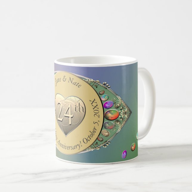 24. Opal Wedding Jubiläum Kaffeetasse (VorderseiteRechts)