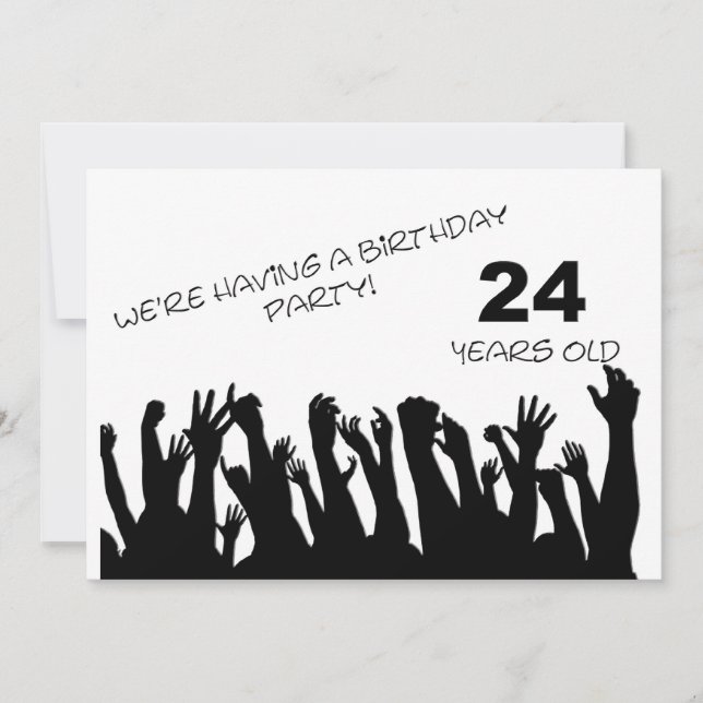 24. Party Einladung mit jubelnden Menschenmengen (Vorderseite)