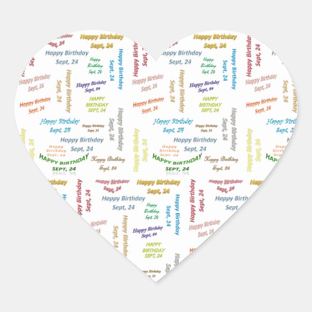 24. September Herz-Aufkleber (Vorderseite)