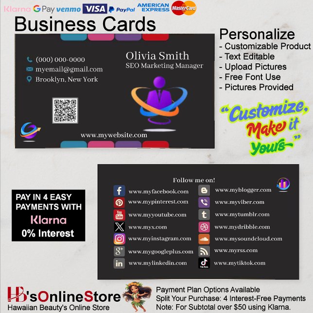 24 Social Media Link Business Cards Visitenkarte (24 Social Media Link Business Cards 16.)