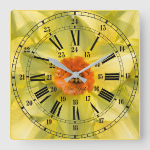 24-Stunden-Blume Quadratische Wanduhr