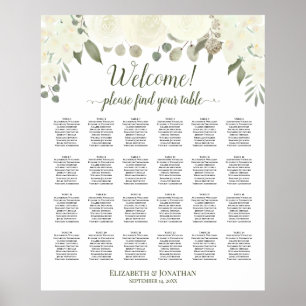 24 Tabelle Elfenbeinrosen Hochzeitstabelle Poster