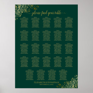 24 Tabelle Emerald Green Gold Hochzeitstabelle Poster
