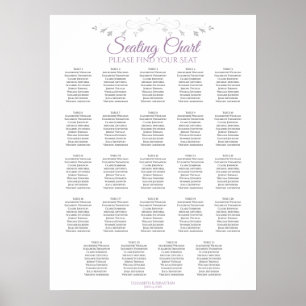 24 Tabelle Lila & grau Hochzeitstabelle Poster