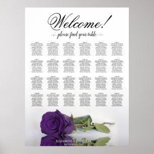 24 Tabelle Royal Lila Rose Hochzeitssitzkarte Poster