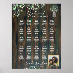 24 Tabelle Rustikales Holz Gypsophila FOTO SITZEND Poster