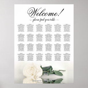 24 Tabelle Weißrosen Elegantes Hochzeitssortiment Poster