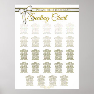24 Tabelle White & Gold Ribbon Hochzeitstabelle Poster