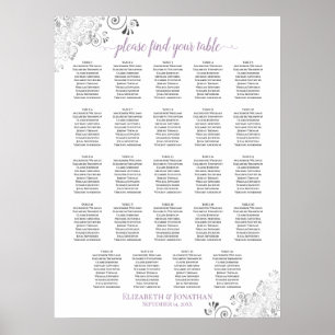 24 Tabelle White Lavender Chic Hochzeitskarte Poster